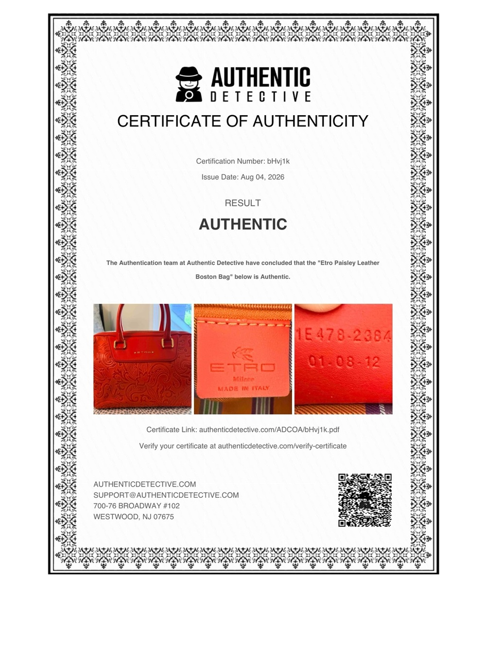 Etro Burnt Orange Paisley Embossed Leather Satchel Boston Bag - Picture 5 of 15